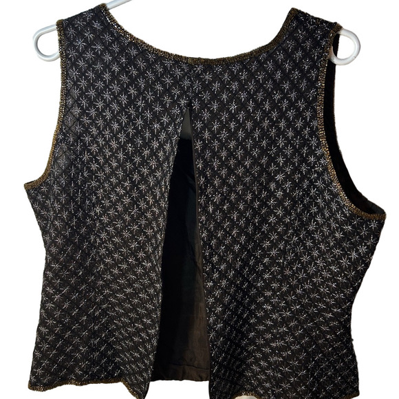 vintage silk beaded brown sleeveless blouse y2k size 16 - Picture 7 of 10
